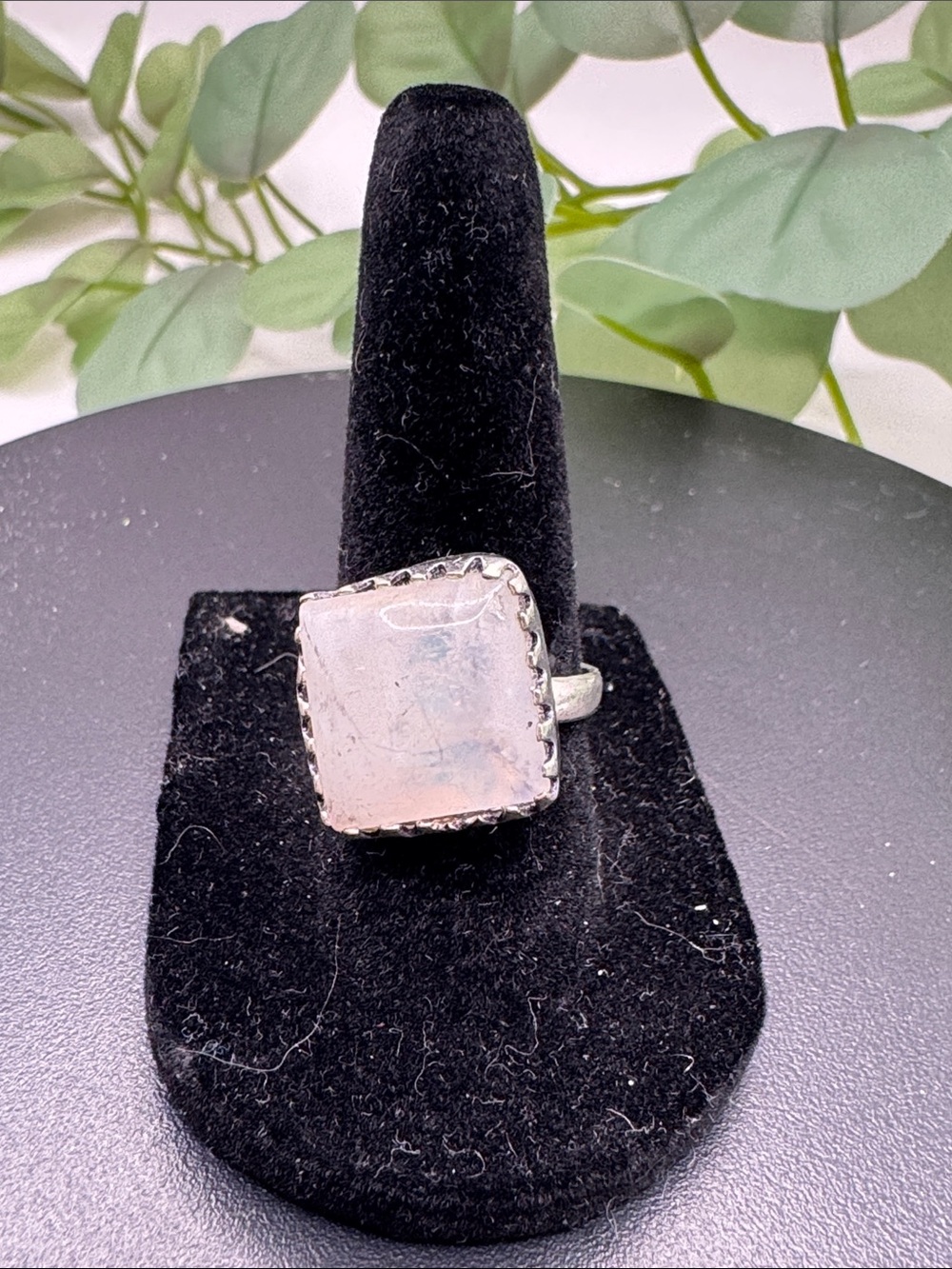 Moonstone Silver-Tone Statement Ring – Size 7 (BR-1212/4) - Picture 3 of 7